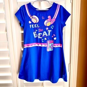 JoJo Siwa Girls Blue Dress Size 6/6X Nickelodeon Feel the Beat Music Graphic